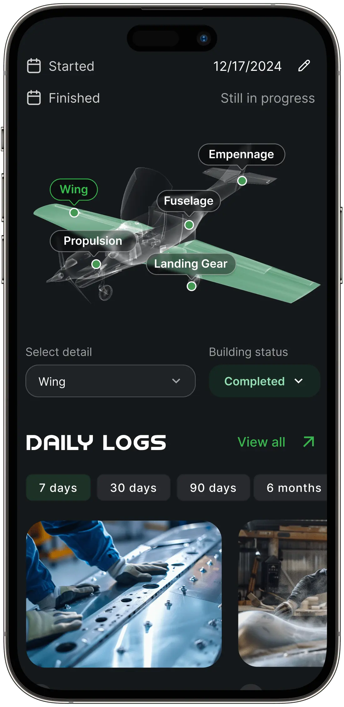 Daily logs in app