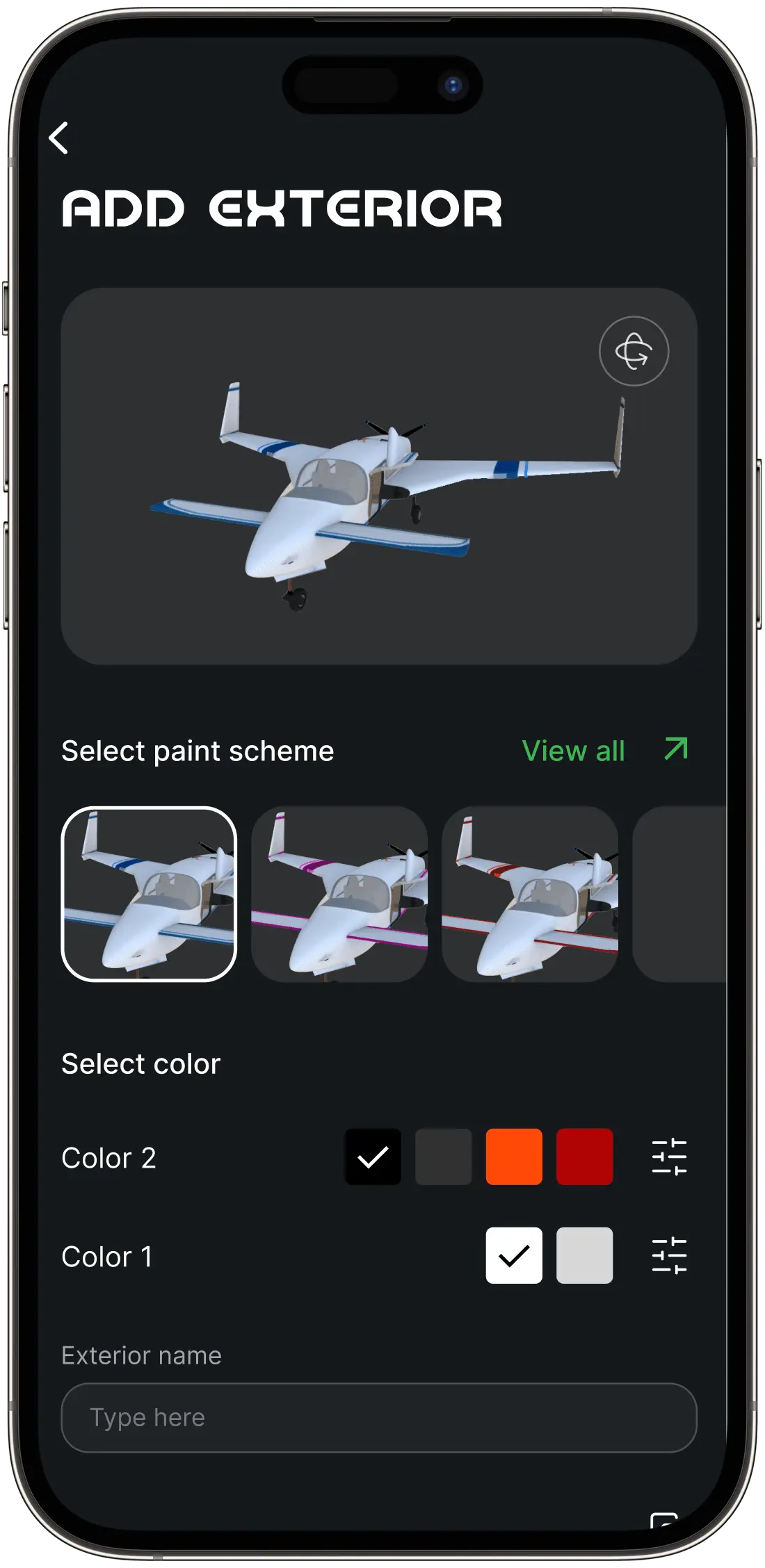 Exterior in app
